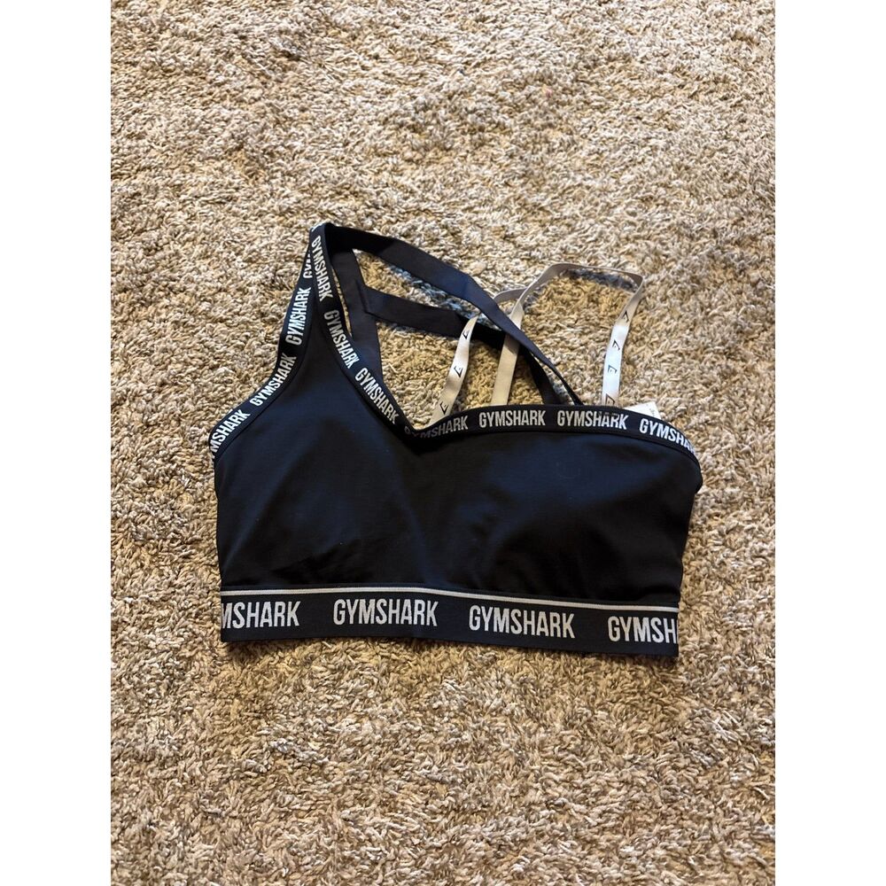 Gymshark asymmetrical black strappy sports bra